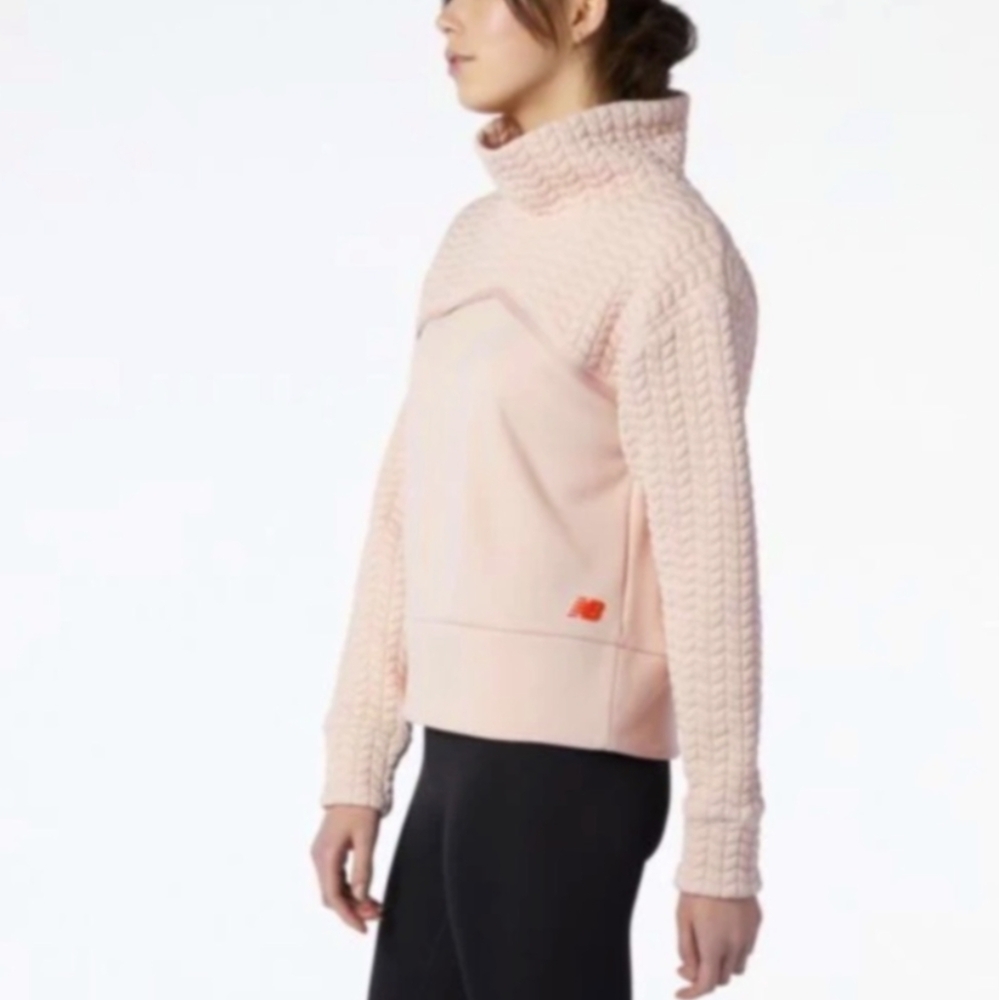 New Balance Pink HeatLoft Funnel Neck Pullover with Quilted Detail -- Si…